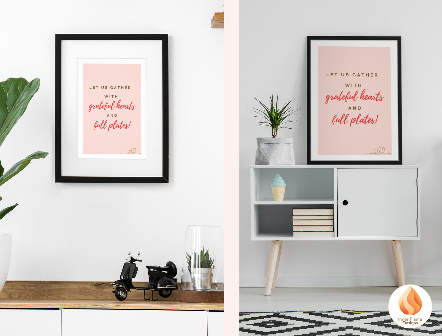 Motivational Poster with Quote on Family and Togetherness 5 - "Let Us Gather With Grateful Hearts And Full Plates!"