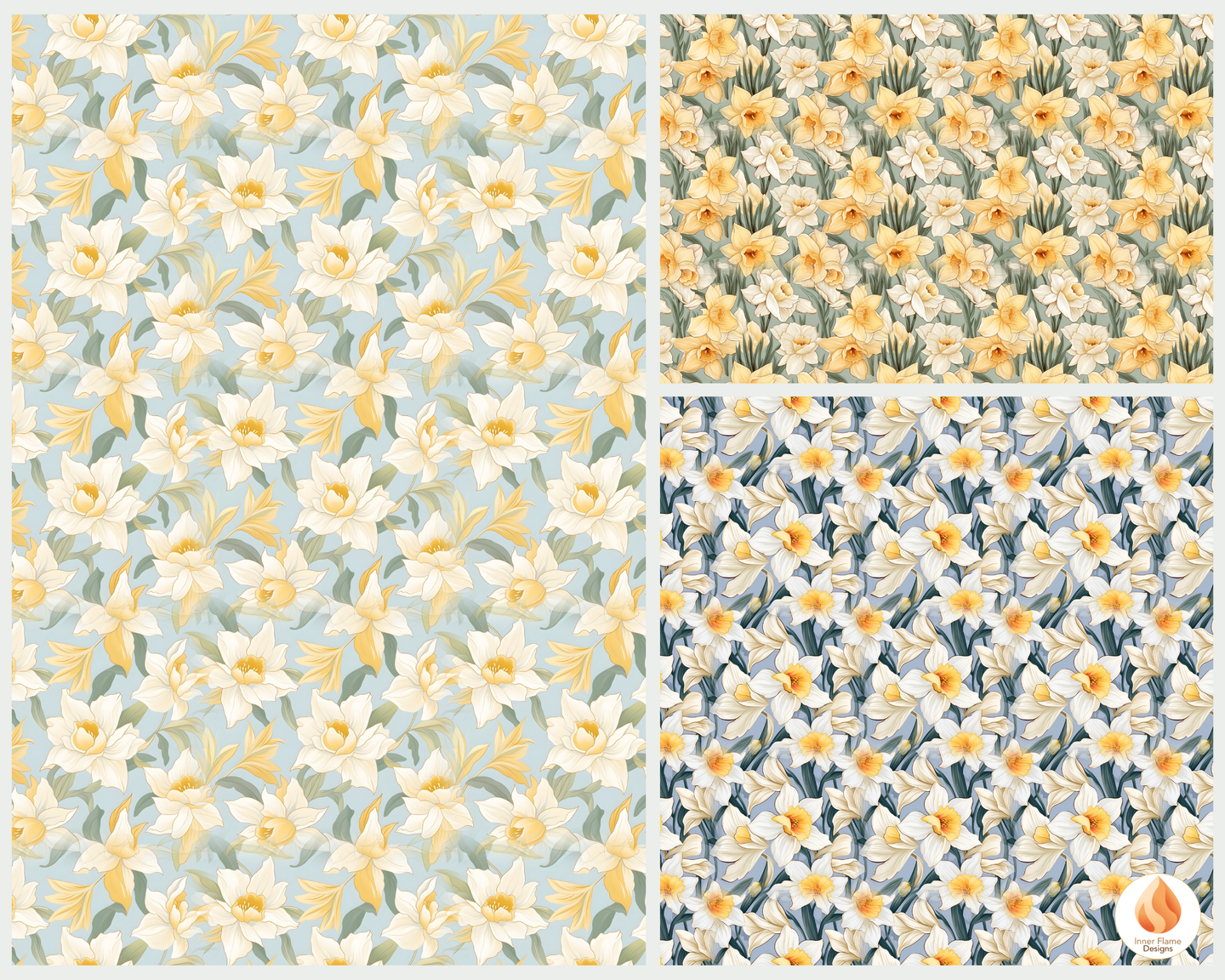 Spring Daffodil Floral Surface Patterns | Seamless Patterns for Wallpaper, Textiles, Packaging and Digital Designs