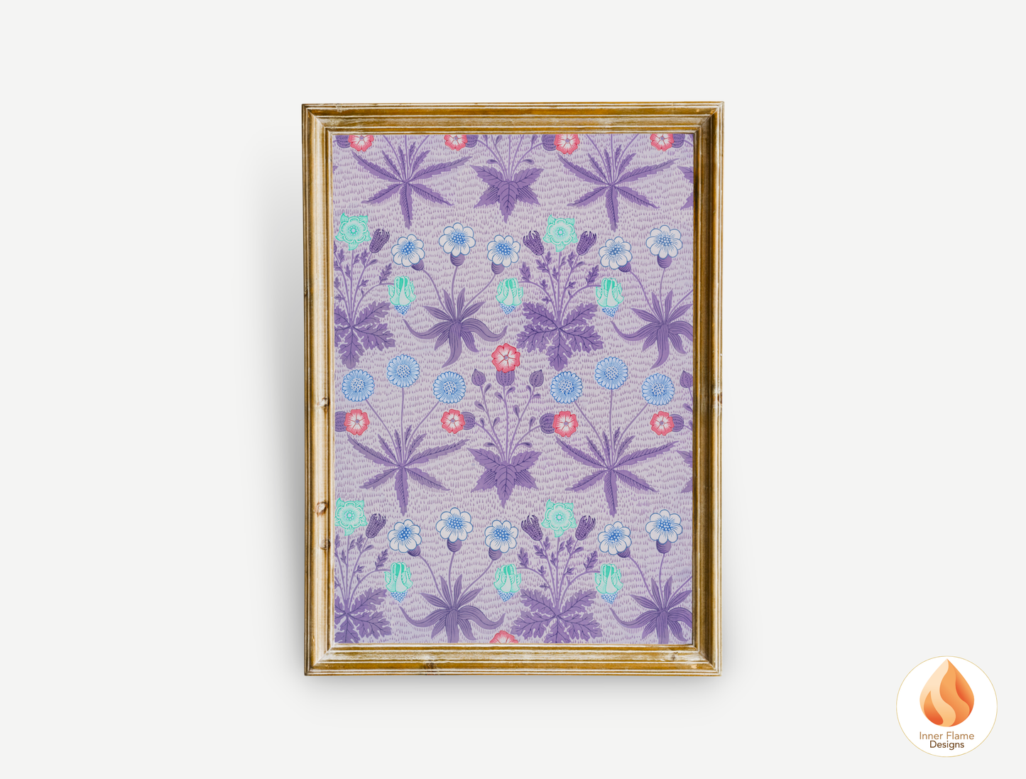William Morris Inspired Designs - "Daisy" | Abstract Botanical Art for Modern Home Design | Triptych Artwork
