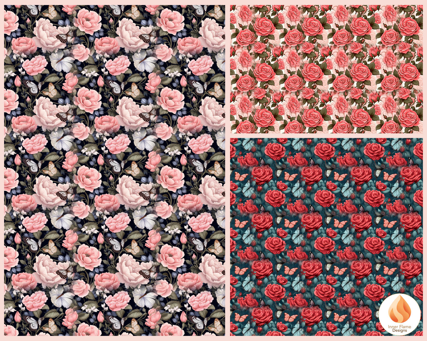 Bold Rose Floral Surface Patterns | Seamless Patterns for Wallpaper, Textiles, Packaging and Digital Designs