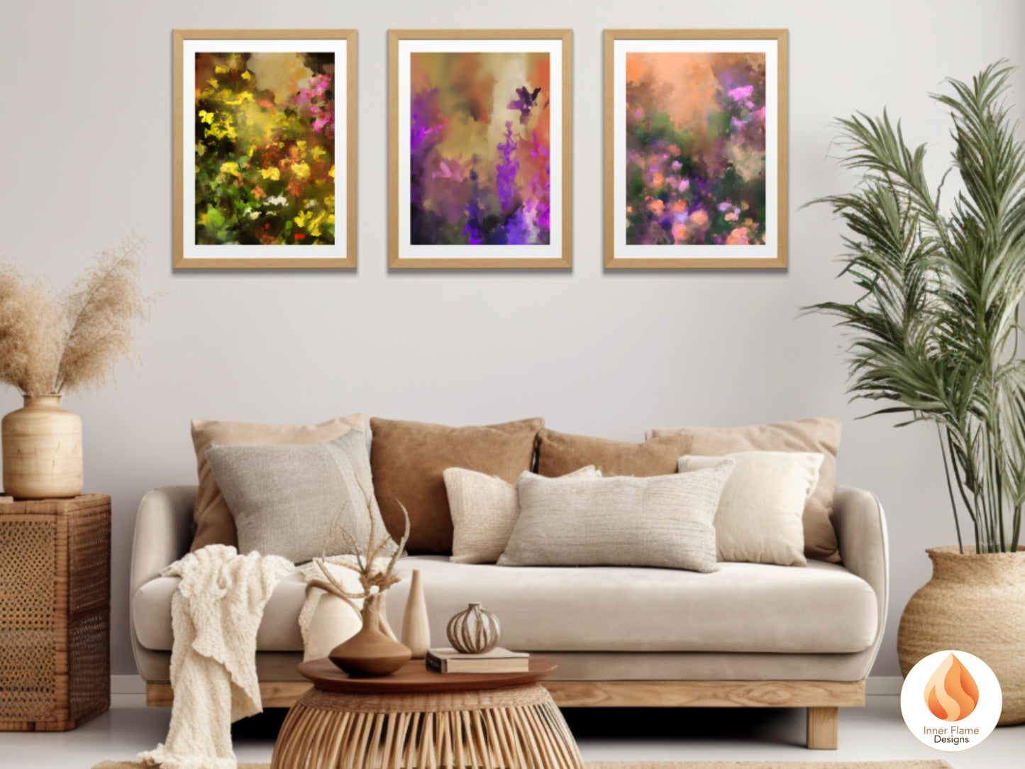 Enchanting Flower Artwork for Modern Home Design | Triptych Artwork