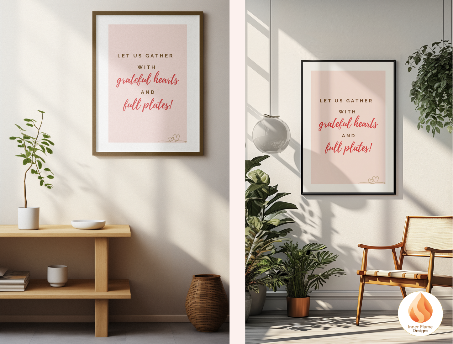 Motivational Poster with Quote on Family and Togetherness 5 - "Let Us Gather With Grateful Hearts And Full Plates!"