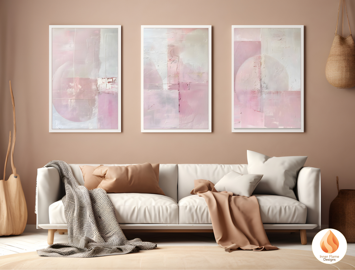 Dreamy Minimalist Art for Modern Home Design | Triptych Artwork