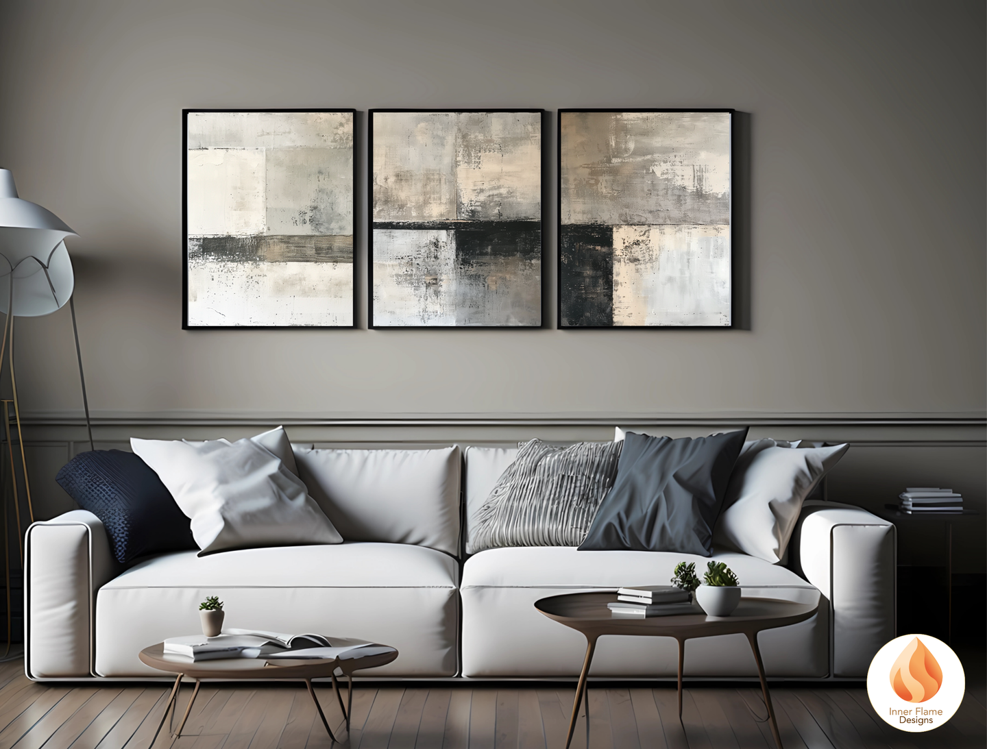 Classy Minimalist Art for Modern Home Design | Triptych Artwork