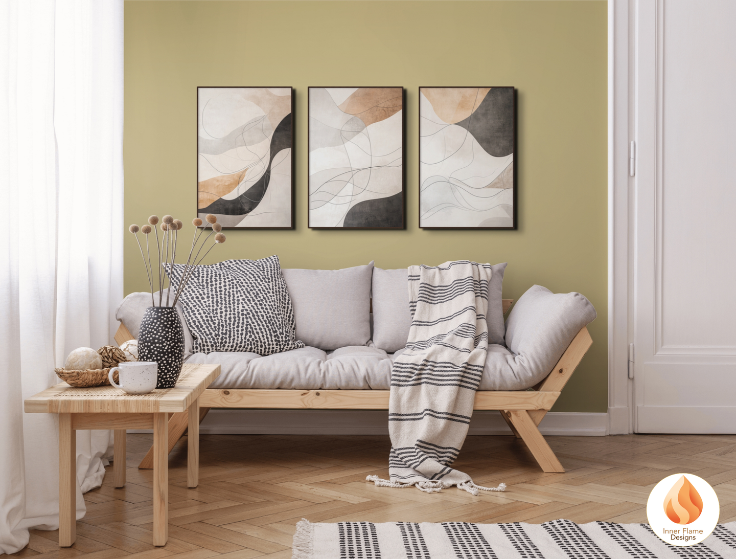 Neutral Line Art for Modern Home Design | Triptych Artwork