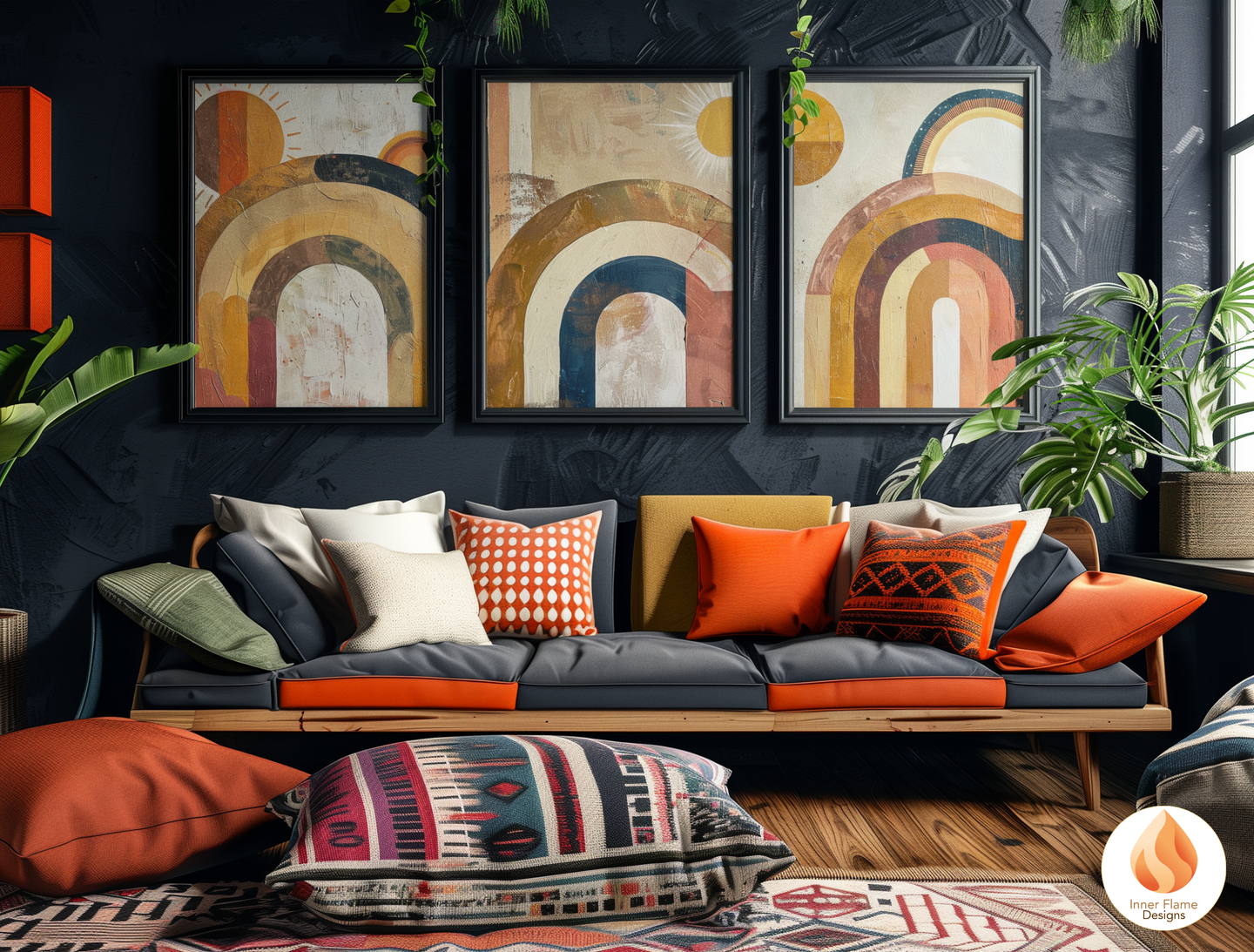 Eclectic Boho Wall Art Décor for Modern Home Design | Triptych Artwork (Series 4)