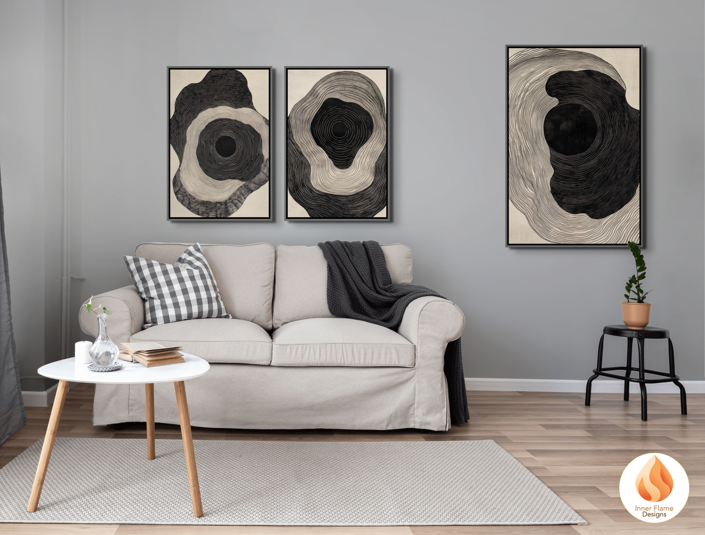 Intense Line Art for Modern Home Design | Triptych Artwork