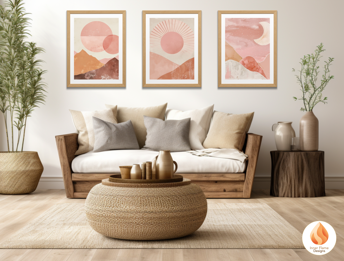 Soothing Boho Wall Art Décor for Modern Home Design | Triptych Artwork (Series 1)