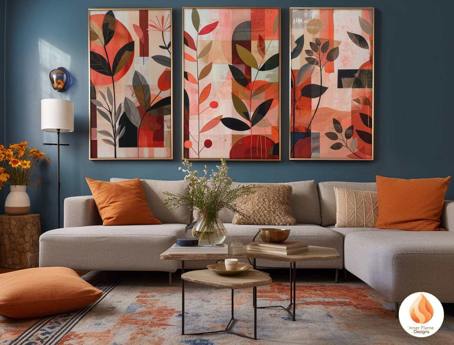 Modern Boho Wall Art Décor for Modern Home Design | Triptych Artwork (Series 2)