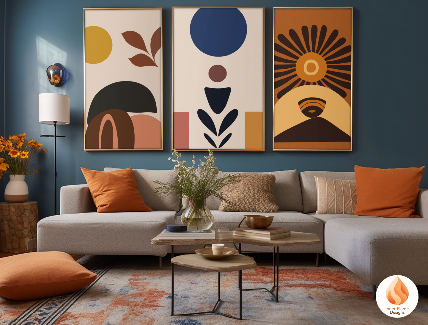 Eclectic Boho Wall Art Décor for Modern Home Design | Triptych Artwork (Series 1)