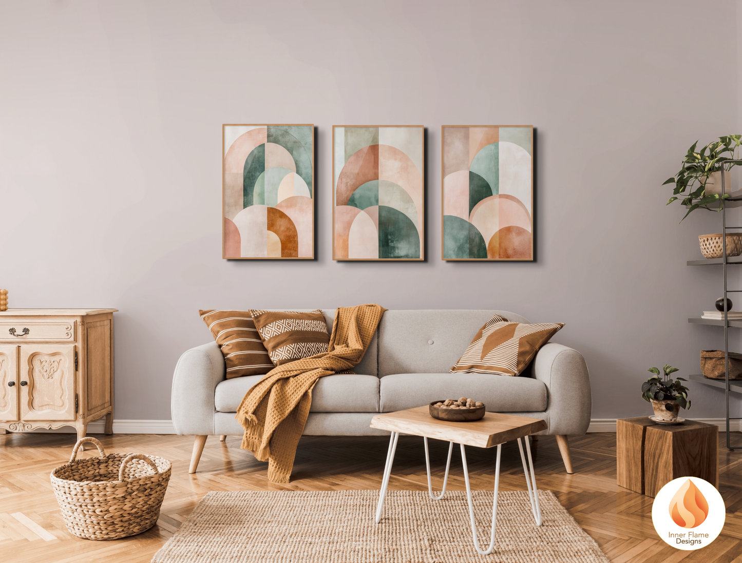 Harmonious Boho Wall Art Décor for Modern Home Design | Triptych Artwork