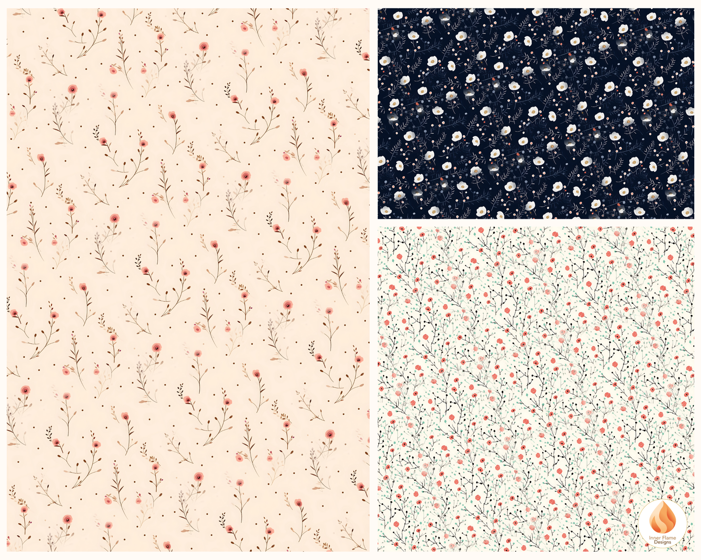 Minimalist Rose Floral Surface Patterns | Seamless Patterns for Wallpaper, Textiles, Packaging and Digital Designs