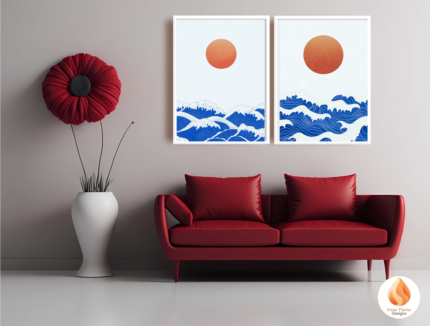 Vibrant Japandi Art for Modern Home Design | Diptych Artwork (Series 2)