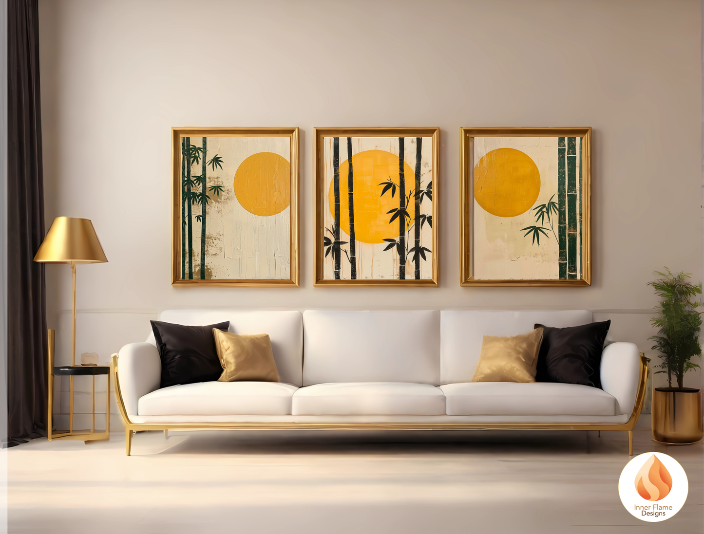 Tranquil Japandi Art for Modern Home Design | Triptych Artwork (Series 2)