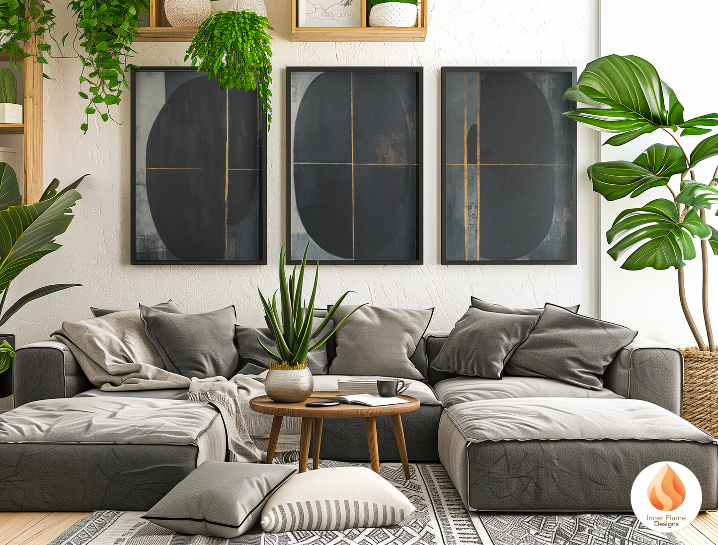 Enigmatic Minimalist Art for Modern Home Design | Triptych Artwork