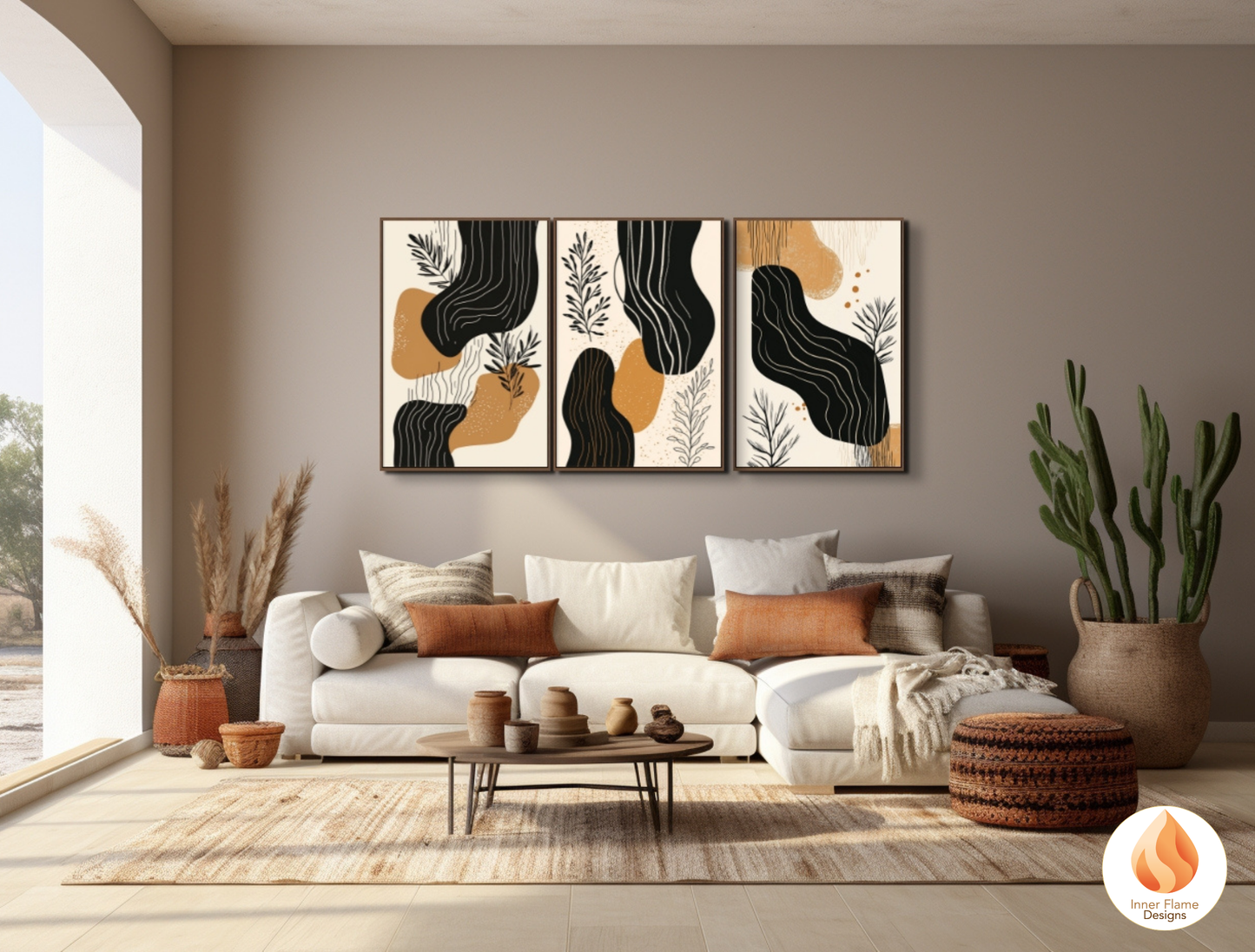 Organic Botanical Art for Modern Home Design | Triptych Artwork