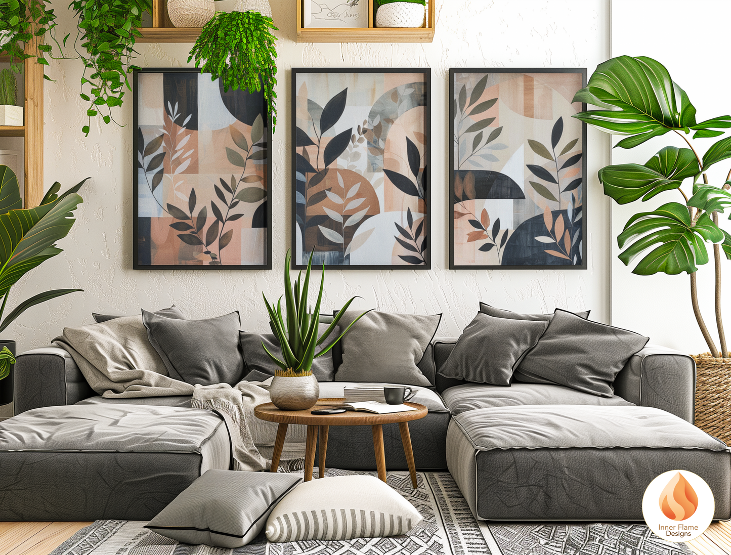 Modern Boho Wall Art Décor for Modern Home Design | Triptych Artwork (Series 1)