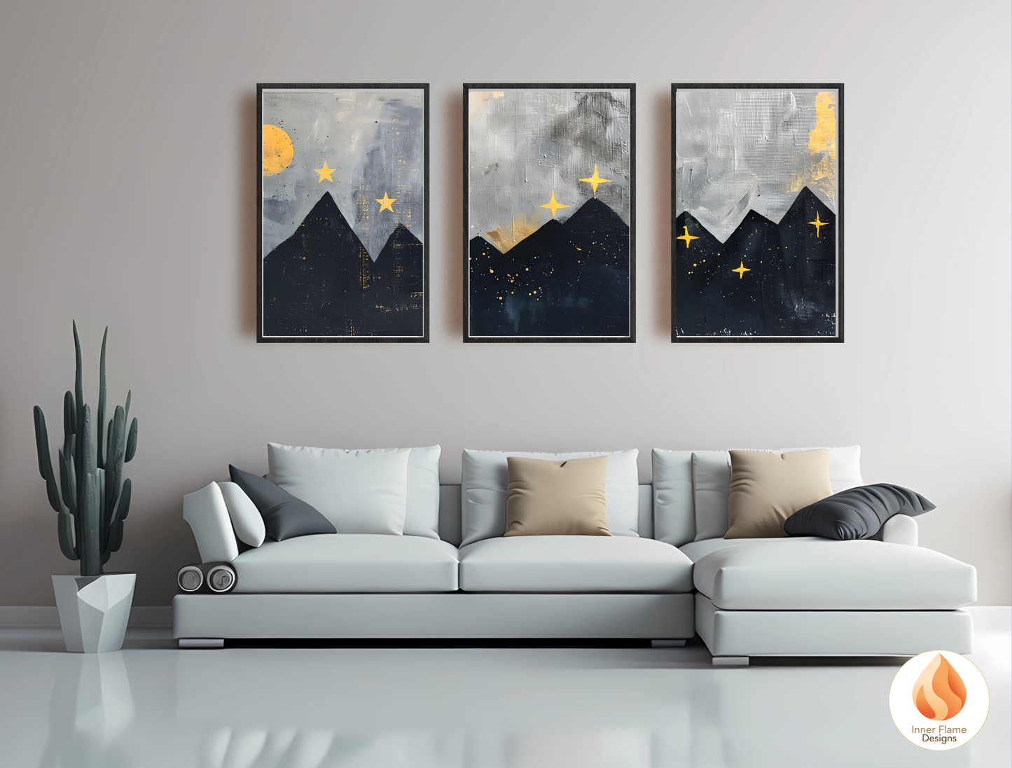 Ethereal Japandi Art for Modern Home Design | Triptych Artwork (Series 3)