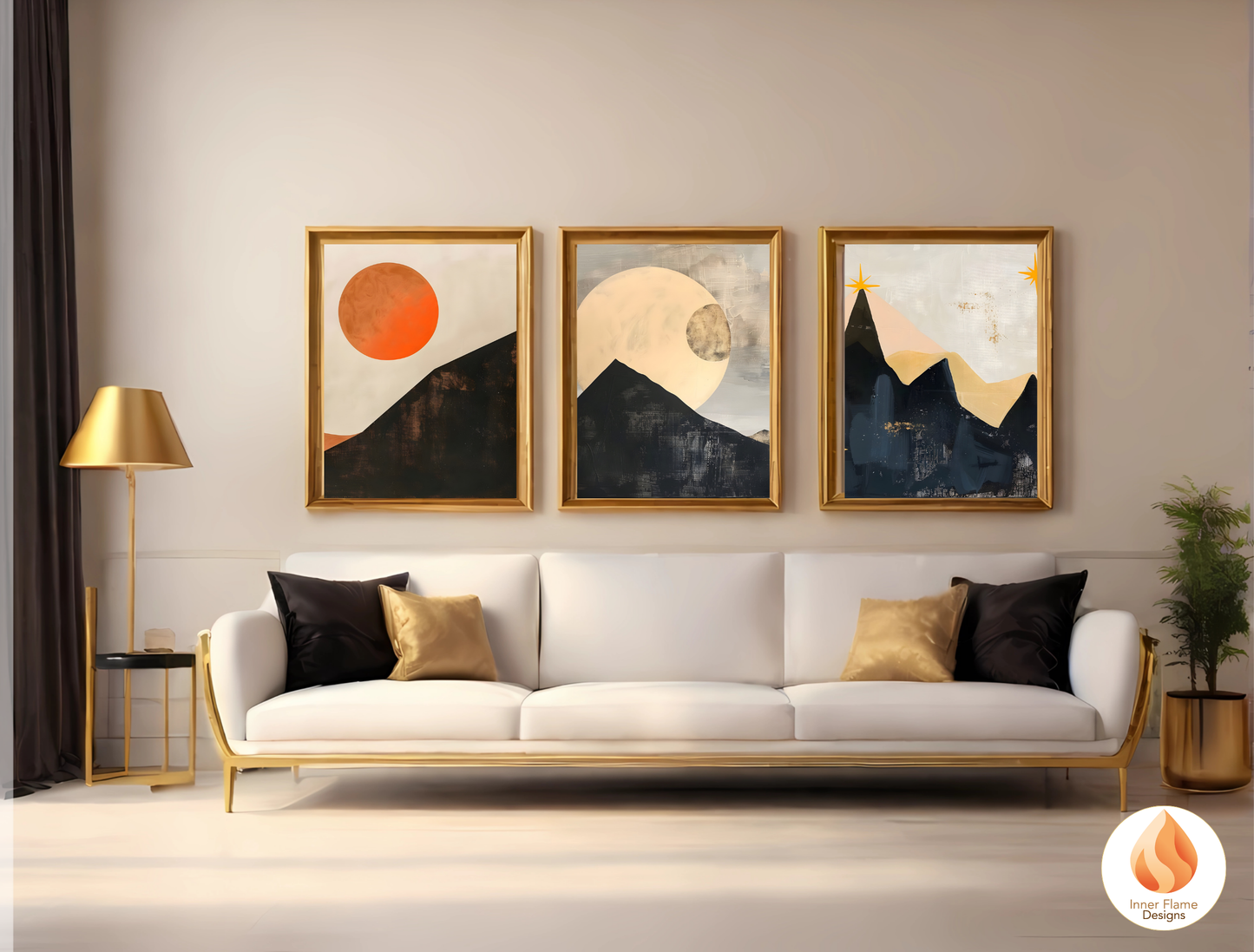 Ethereal Japandi Art for Modern Home Design | Triptych Artwork (Series 2)
