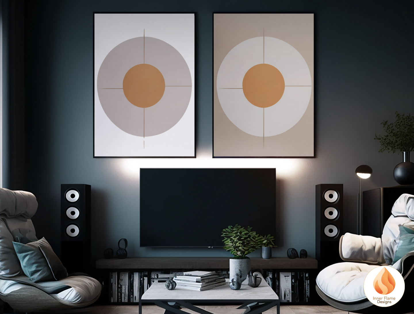 Minimalist Geometric Artwork for Modern Home Design | Diptych Artwork