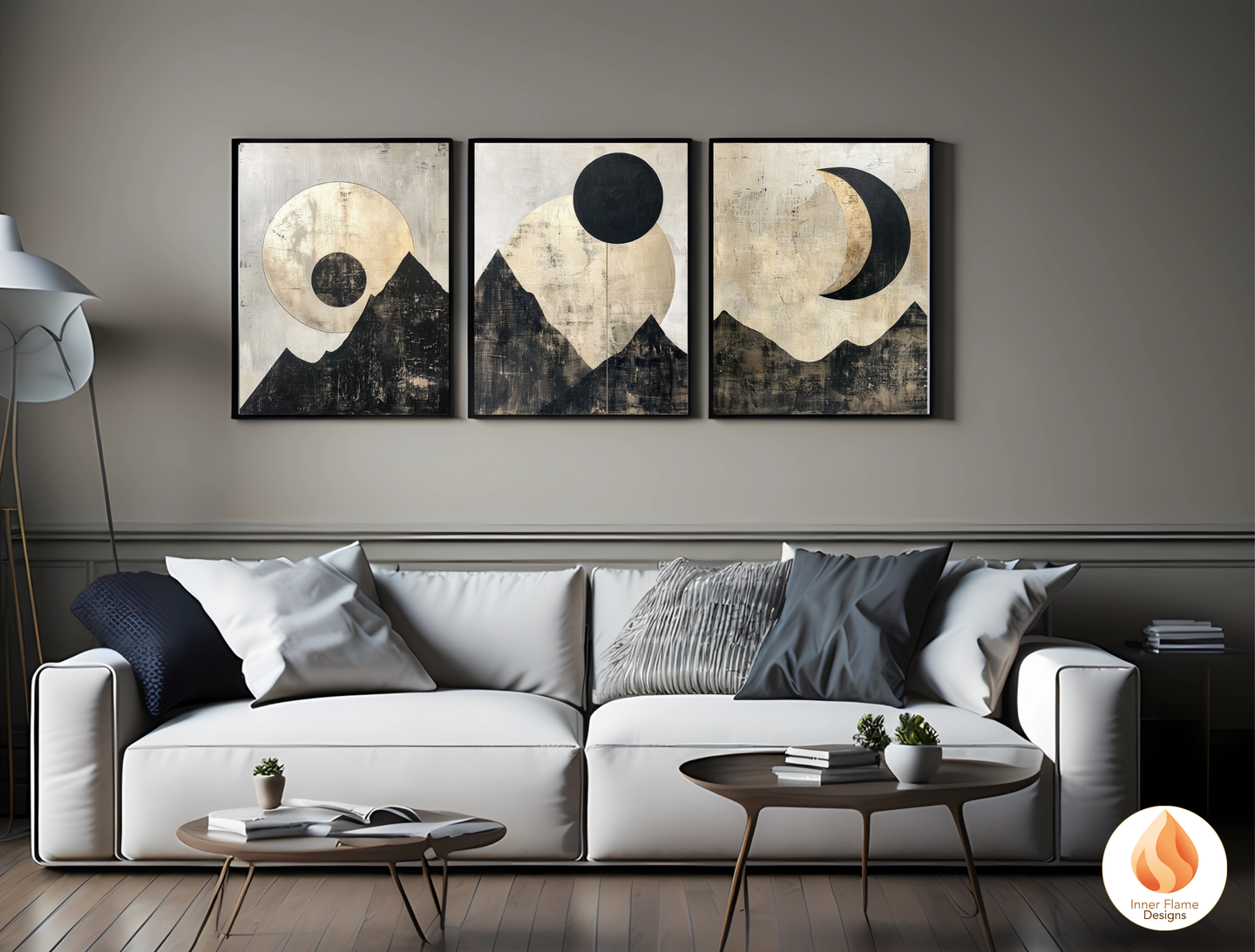 Ethereal Japandi Art for Modern Home Design | Triptych Artwork (Series 1)