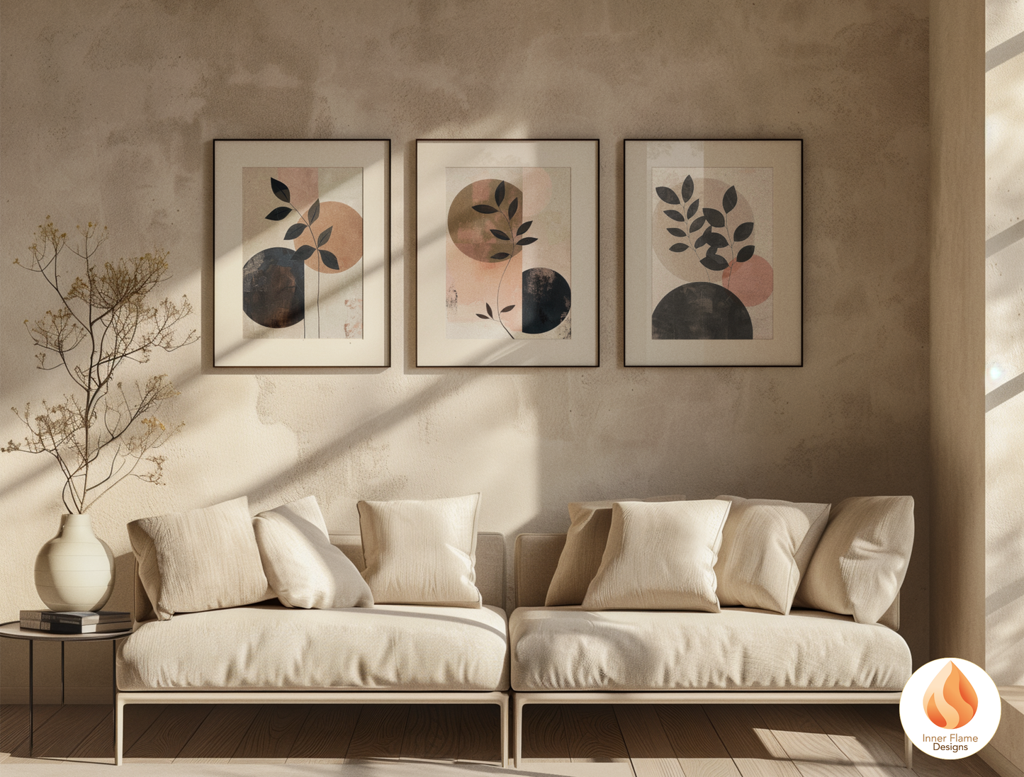 Charming Japandi Art for Modern Home Design | Triptych Artwork (Series 1)