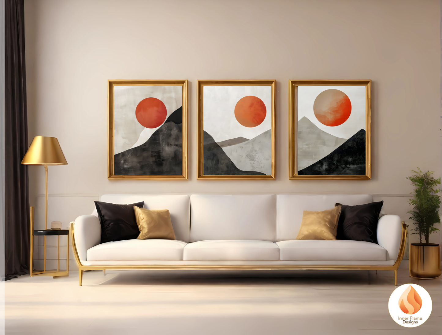Ethereal Japandi Art for Modern Home Design | Triptych Artwork (Series 5)