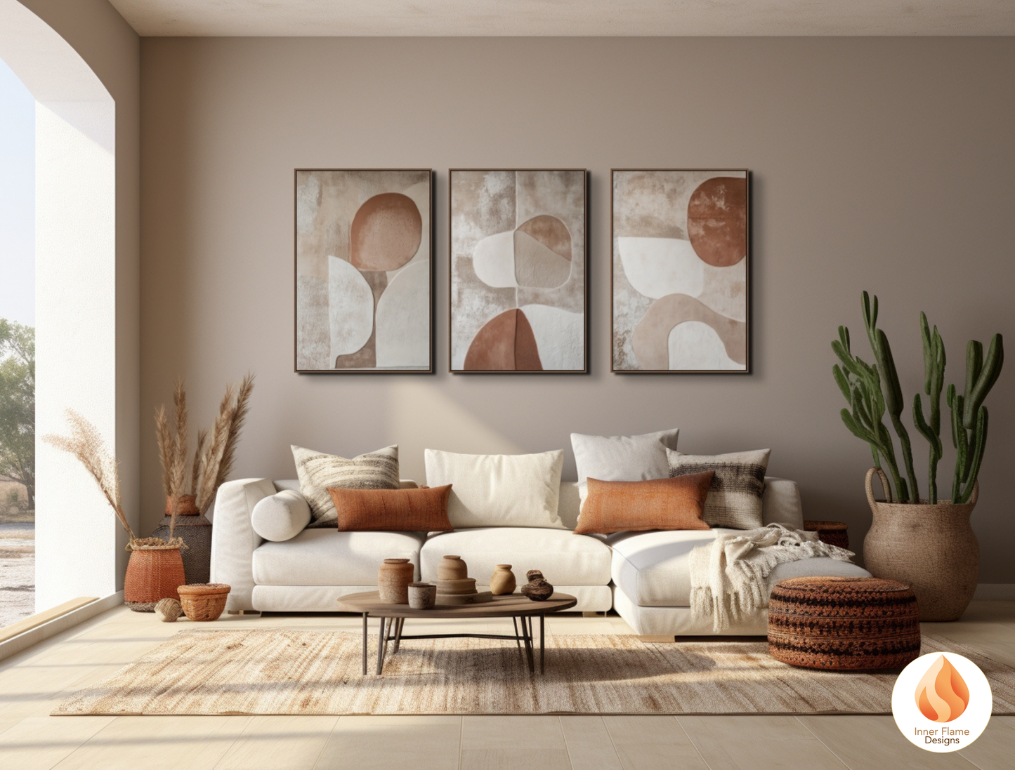 Earthy Minimalist Art for Modern Home Design | Triptych Artwork