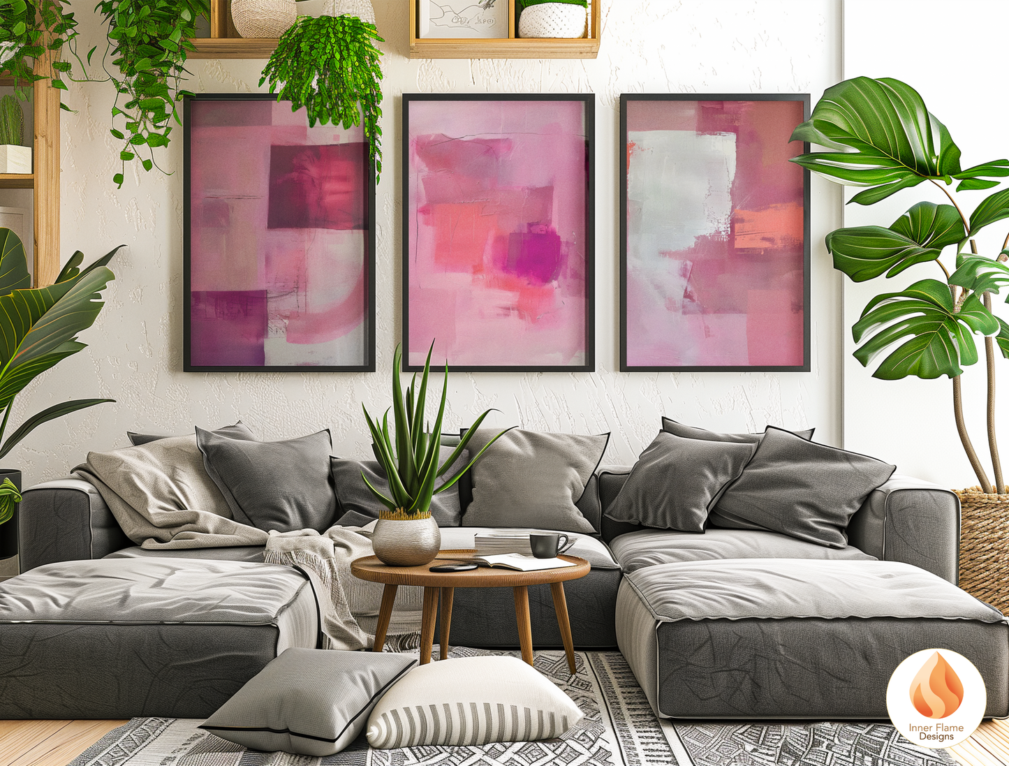 Playful Minimalist Art for Modern Home Design | Triptych Artwork