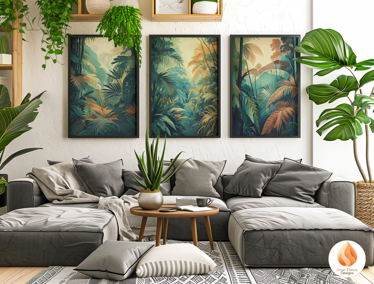 Verdant Botanical Art for Modern Home Design | Triptych Artwork