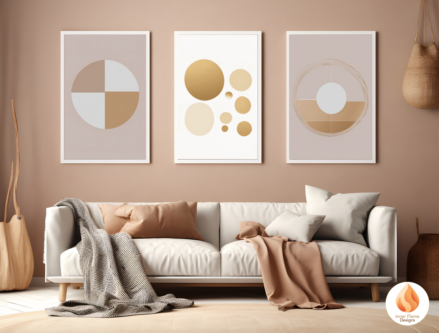 Sophisticated Geometric Artwork for Modern Home Design | Triptych Artwork