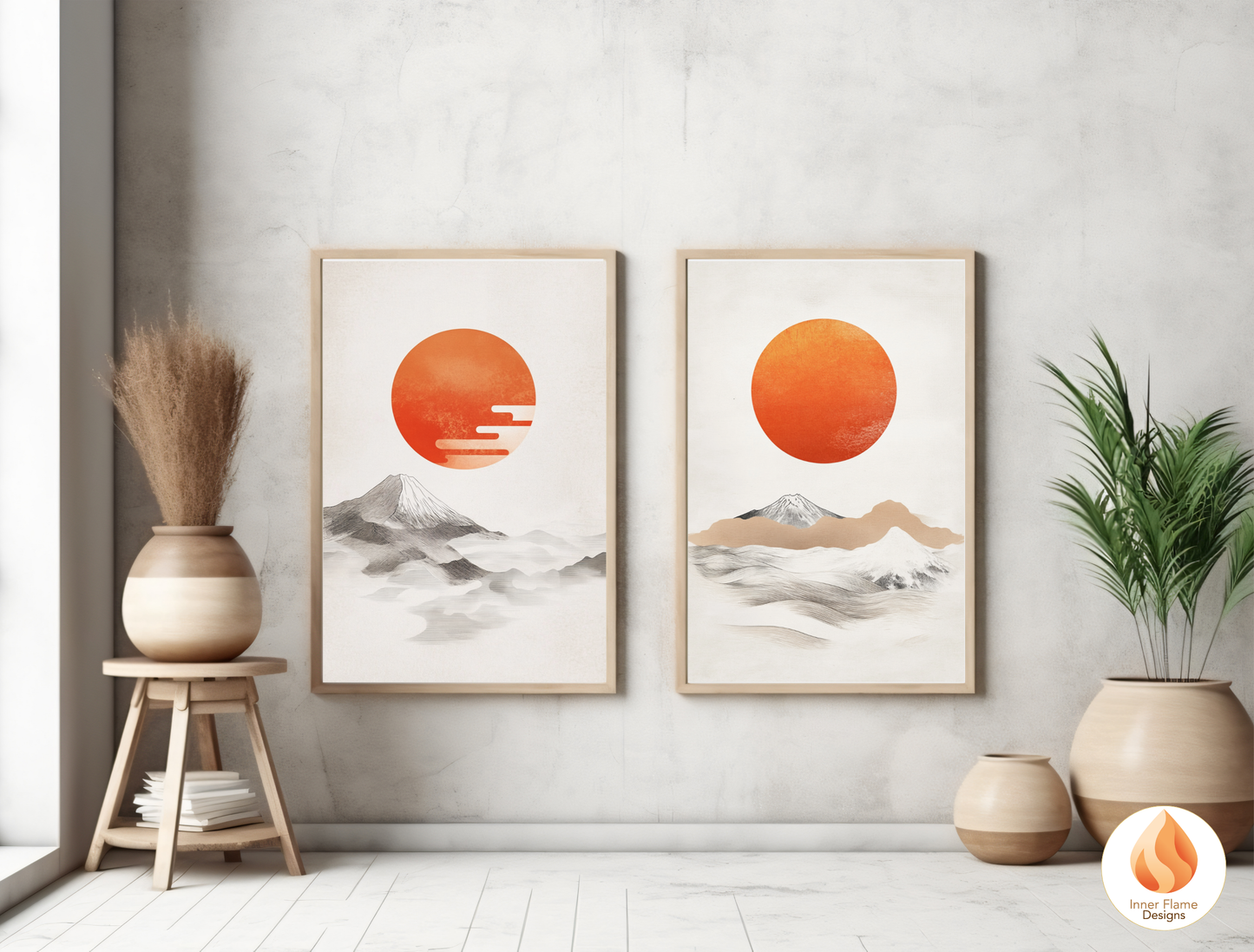 Harmonious Japandi Art for Modern Home Design | Diptych Artwork (Series 1)