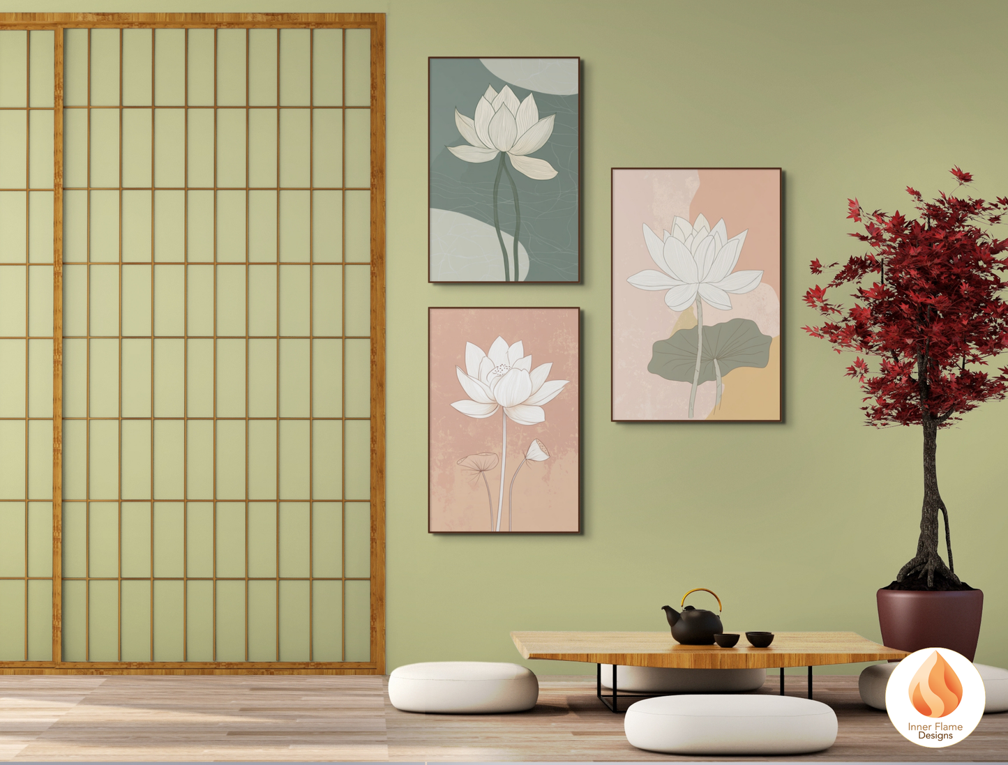 Subtle Japandi Art for Modern Home Design | Triptych Artwork (Series 3)