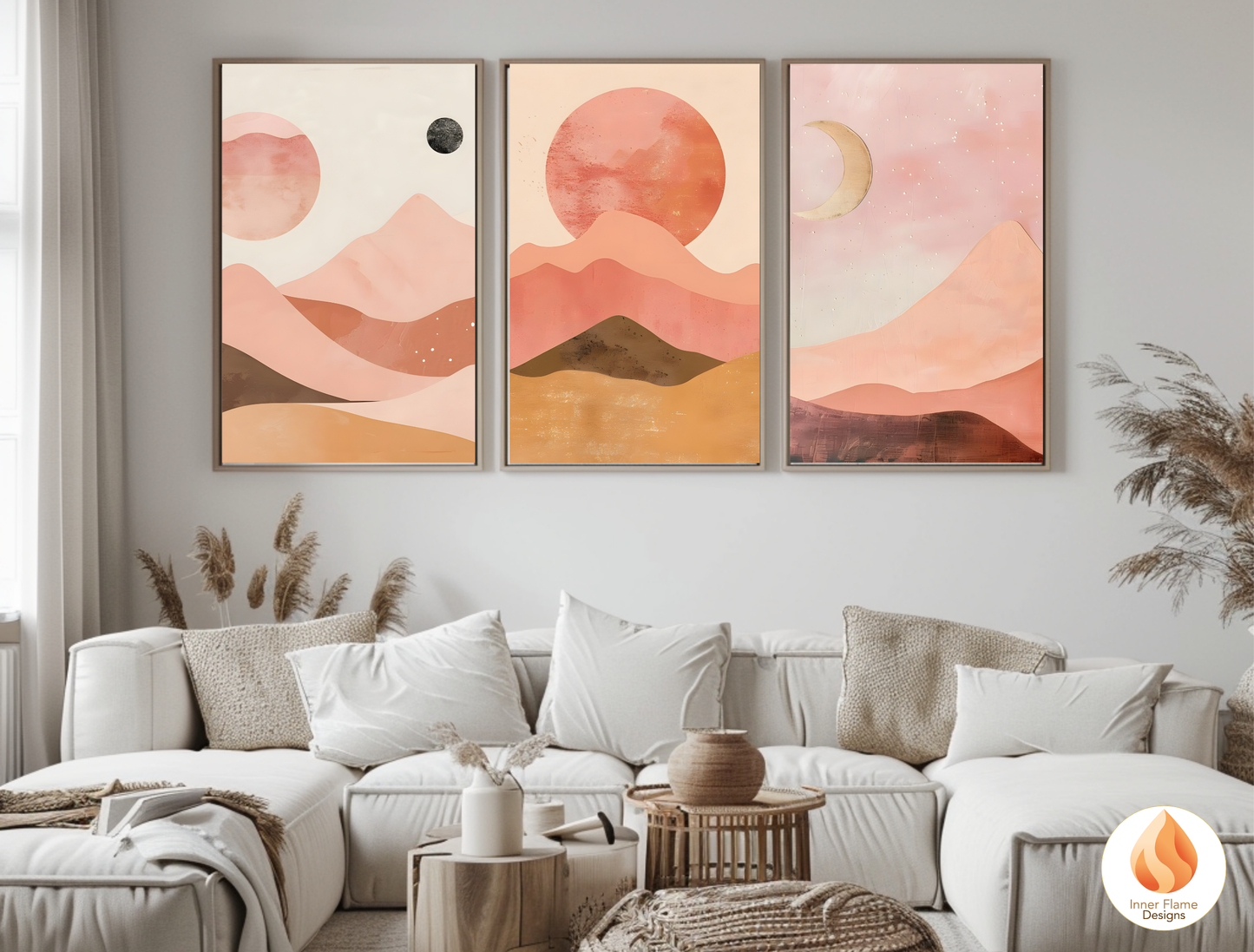 Soothing Boho Wall Art Décor for Modern Home Design | Triptych Artwork (Series 2)