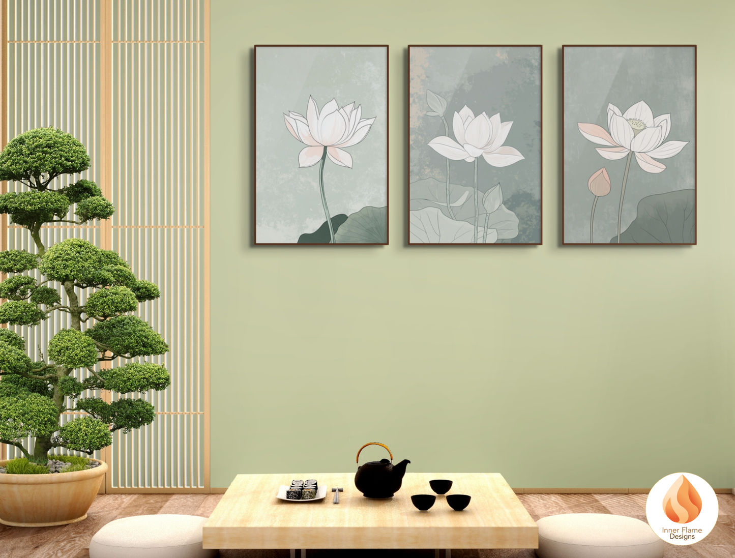 Subtle Japandi Art for Modern Home Design | Triptych Artwork (Series 5)