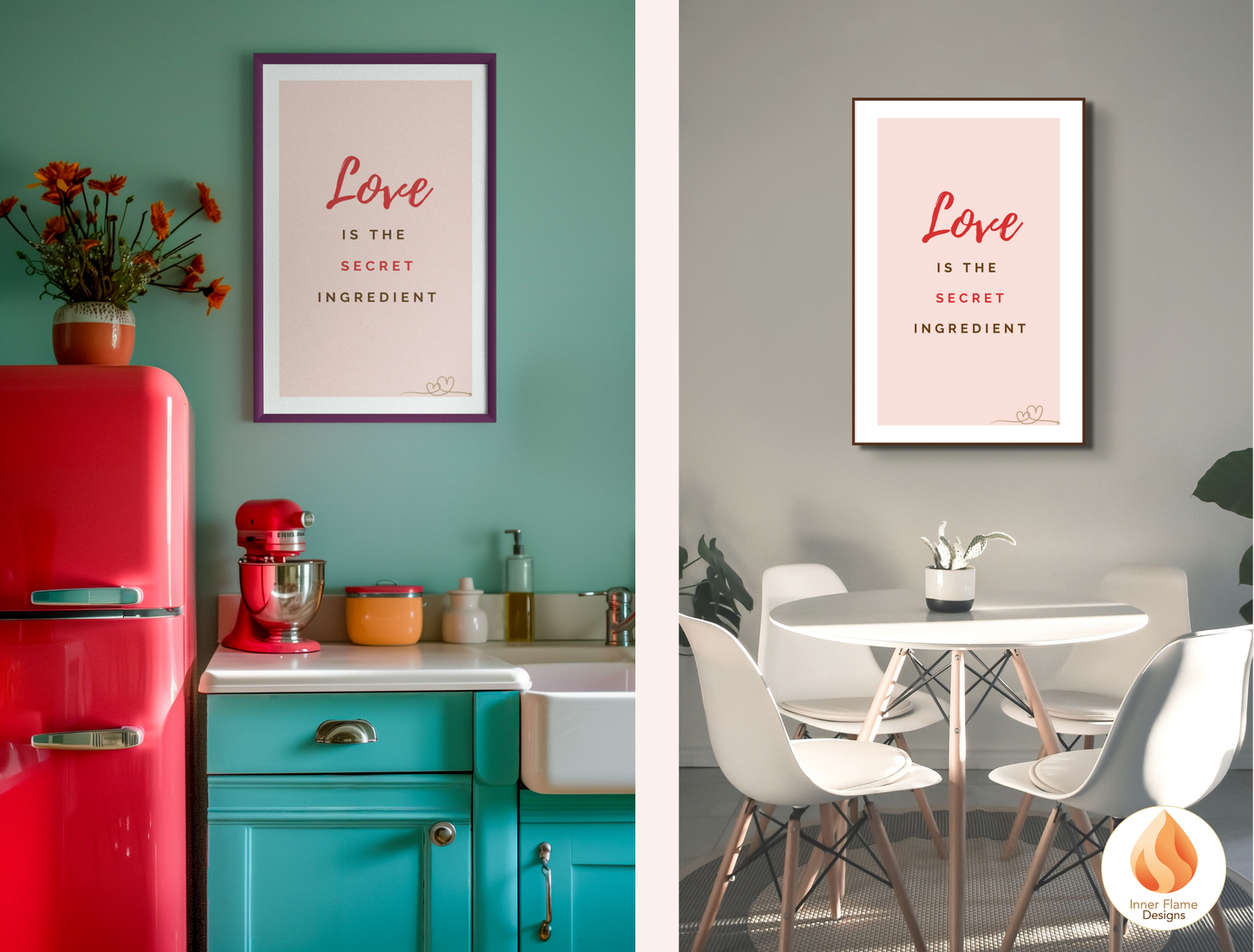 Motivational Poster with Quote on Family and Togetherness 2 - "Love Is The Secret Ingredient"