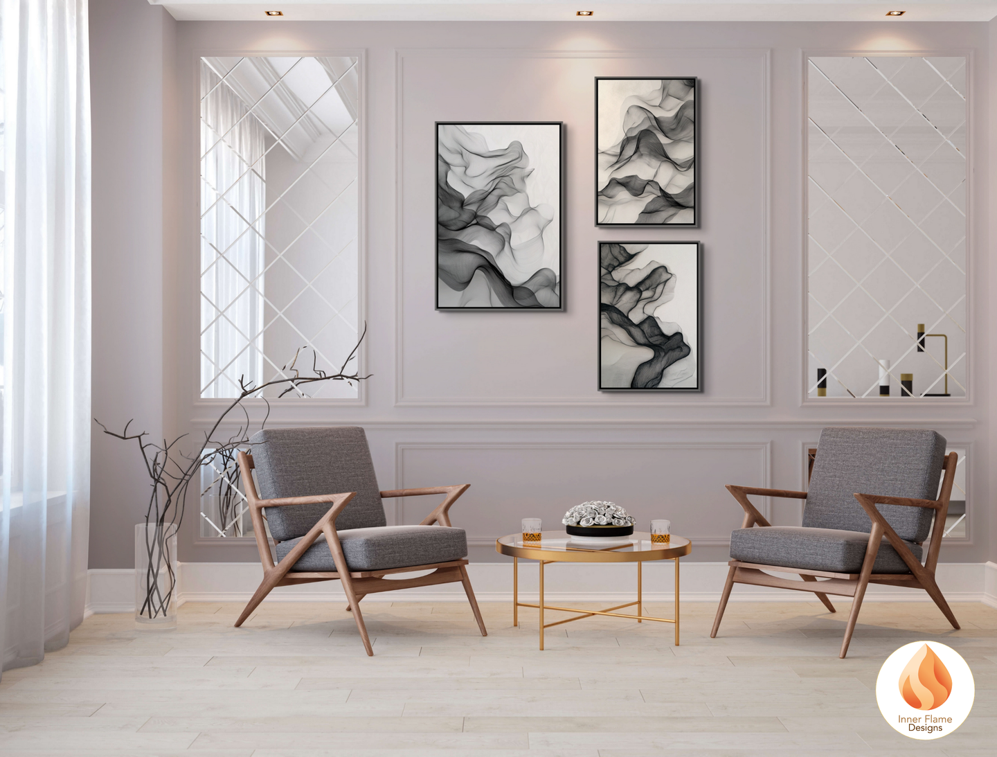 Intricate Line Art for Modern Home Design | Triptych Artwork