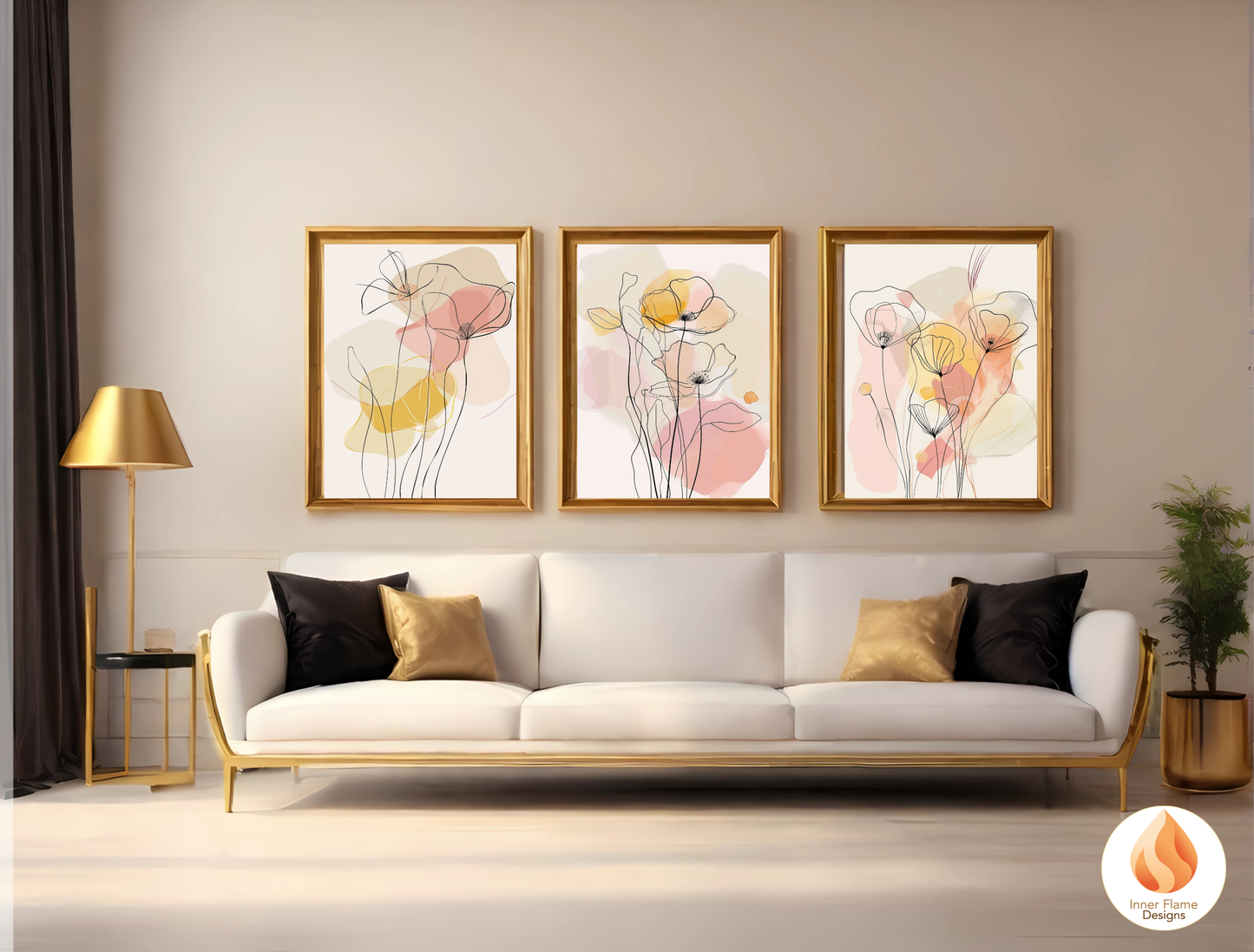 Graceful Line Art for Modern Home Design | Triptych Artwork (Series 4)
