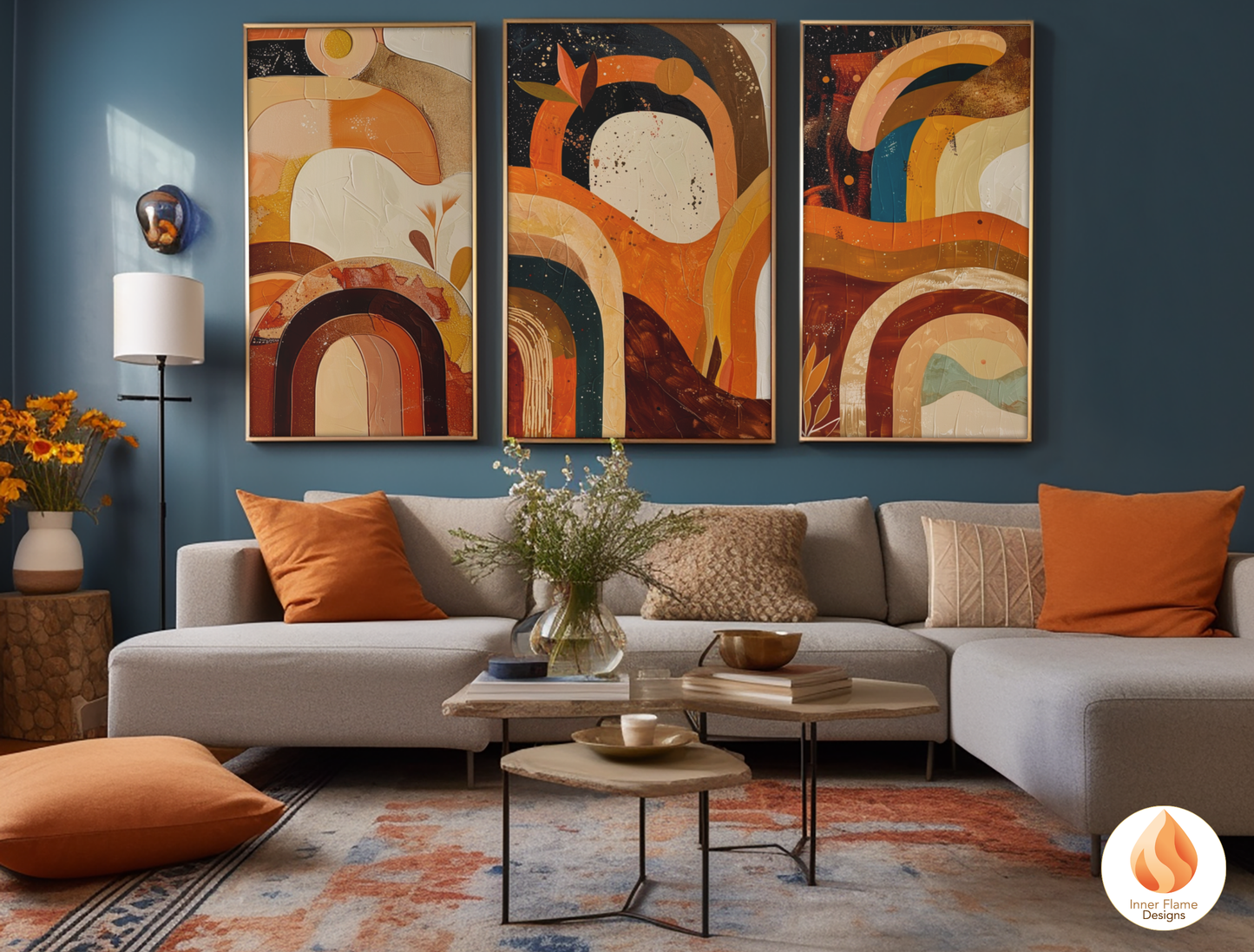 Eclectic Boho Wall Art Décor for Modern Home Design | Triptych Artwork (Series 3)
