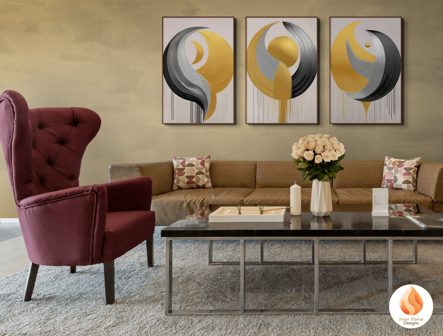 Futuristic Geometric Artwork for Modern Home Design | Triptych Artwork