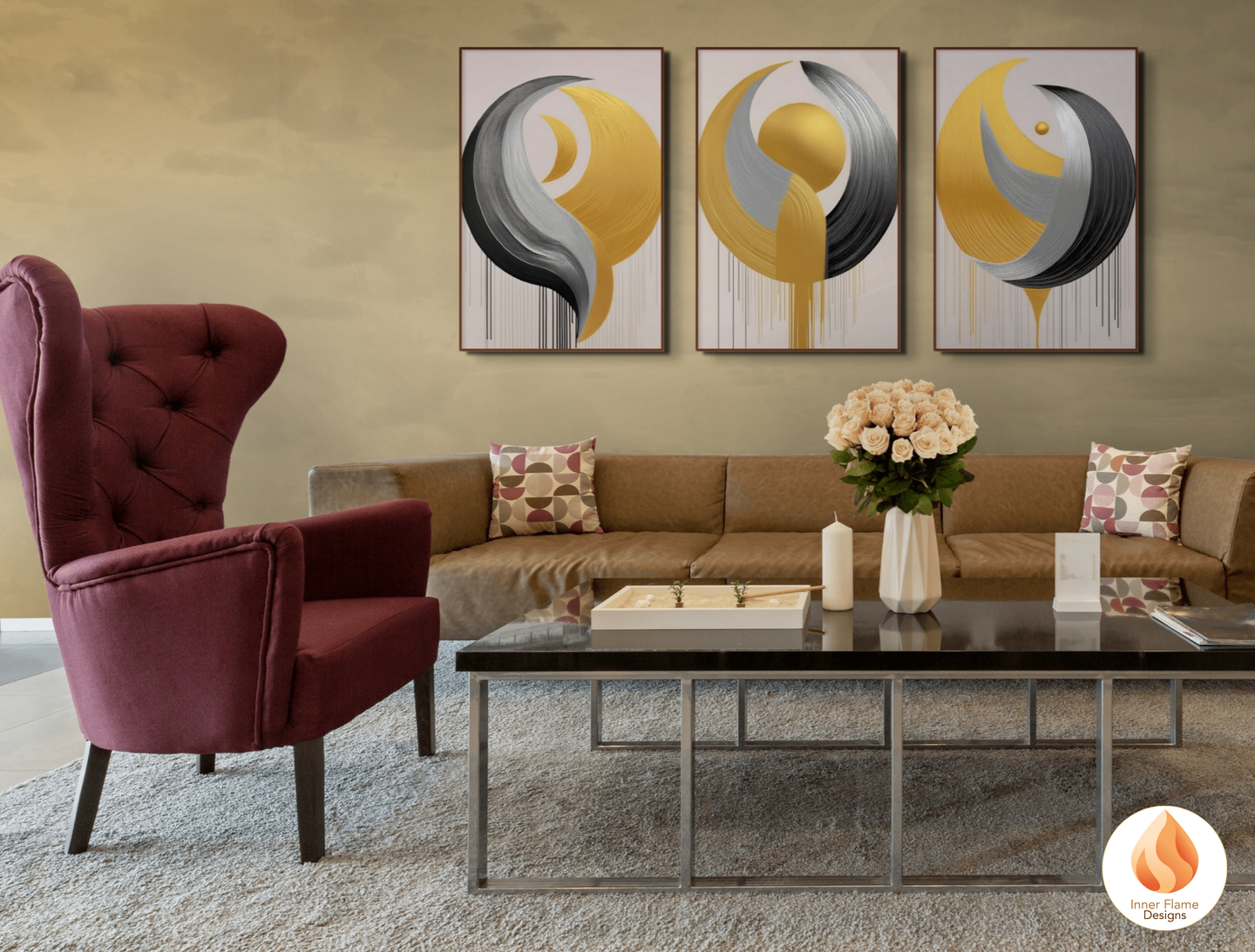 Futuristic Geometric Artwork for Modern Home Design | Triptych Artwork