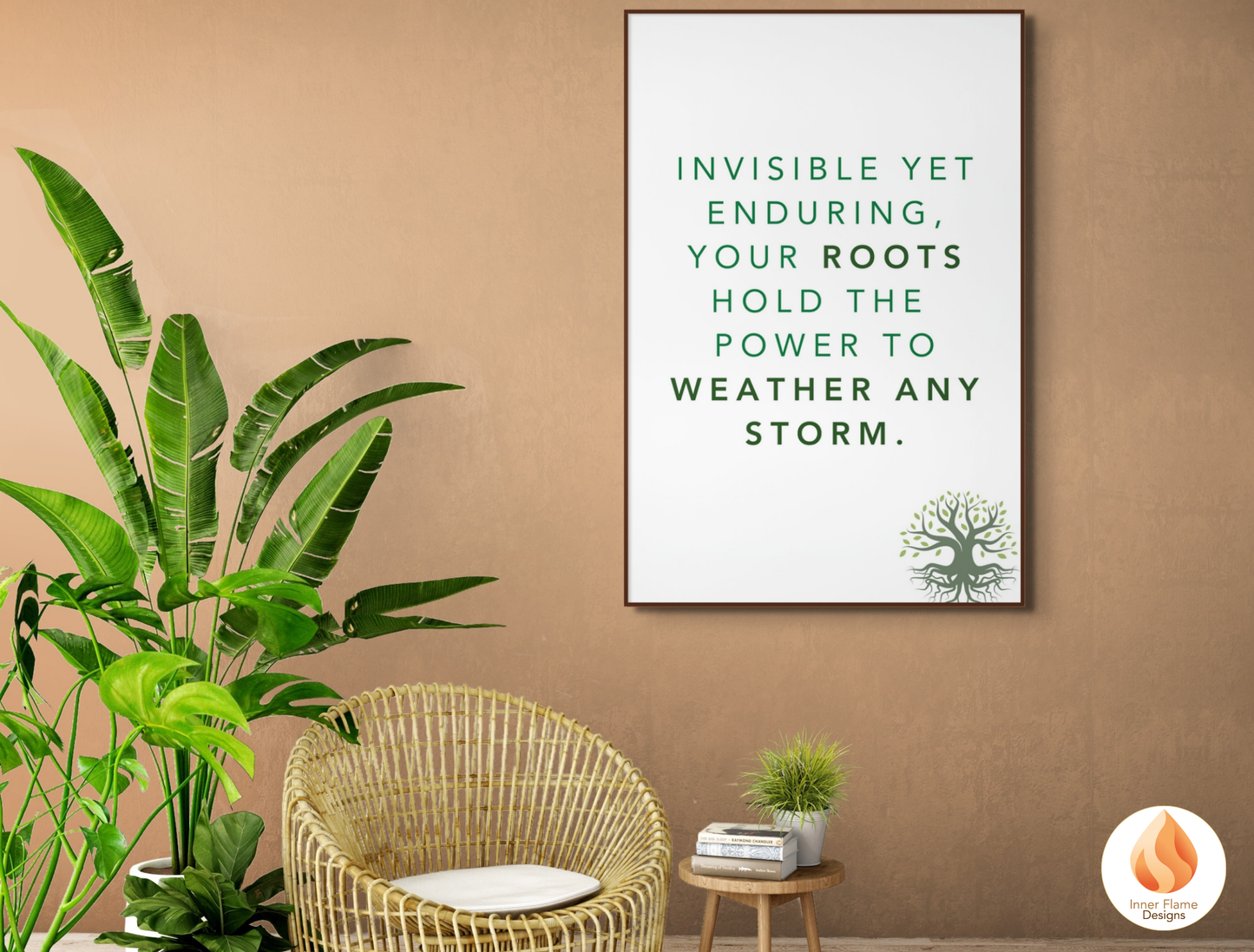 Motivational Poster with Nature-Inspired Quote 3 - "Invisible Yet Enduring, Your Roots Hold The Power To Weather Any Storm"