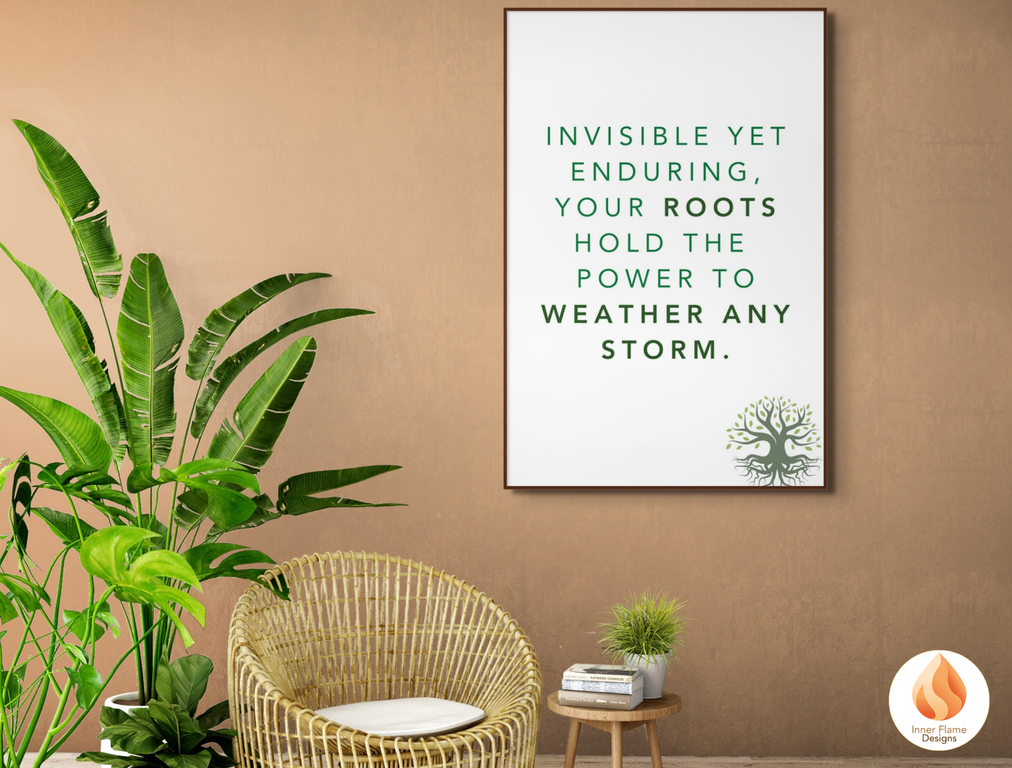 Motivational Poster with Nature-Inspired Quote 3 - "Invisible Yet Enduring, Your Roots Hold The Power To Weather Any Storm"