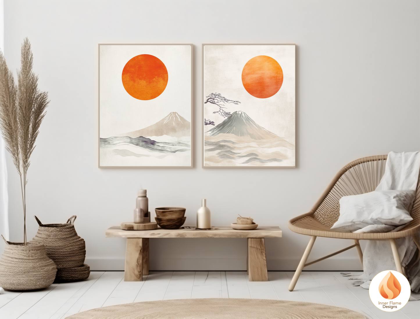 Harmonious Japandi Art for Modern Home Design | Diptych Artwork (Series 2)