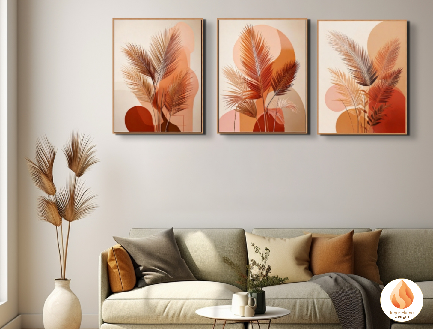 Radiant Botanical Art for Modern Home Design | Triptych Artwork
