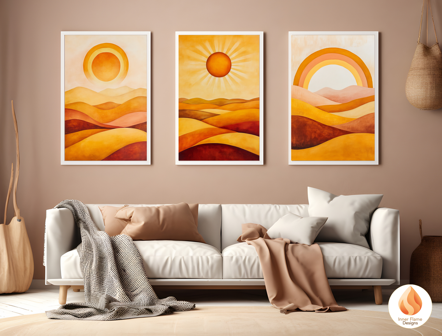 Vibrant Boho Wall Art Décor for Modern Home Design | Triptych Artwork