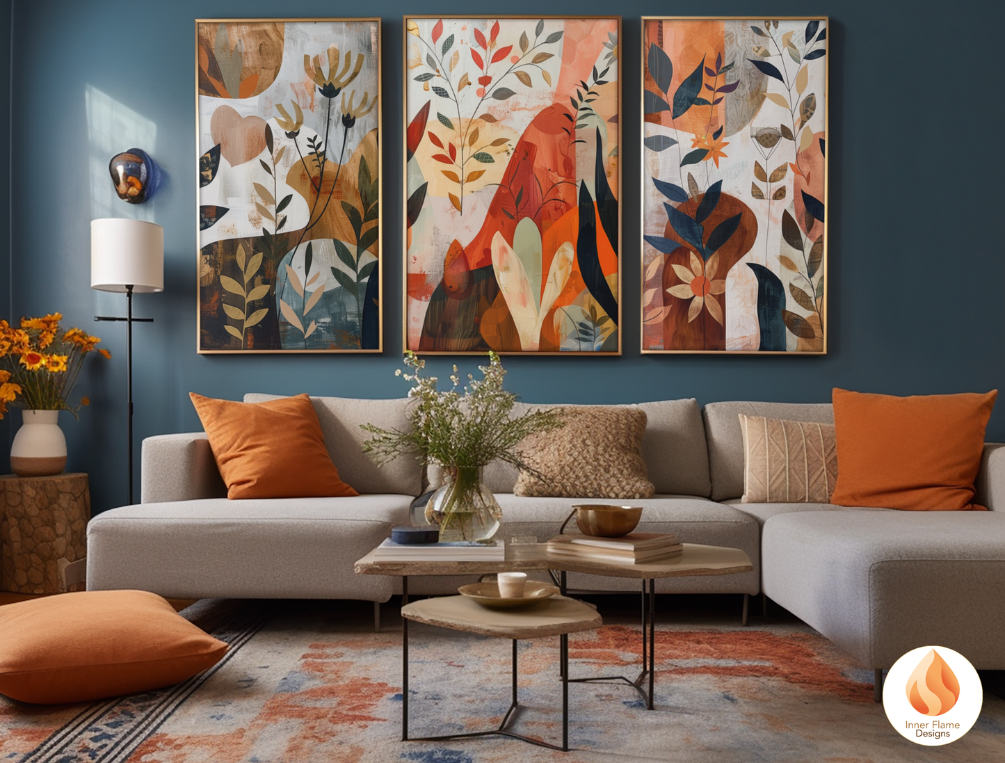 Modern Boho Wall Art Décor for Modern Home Design | Triptych Artwork (Series 3)