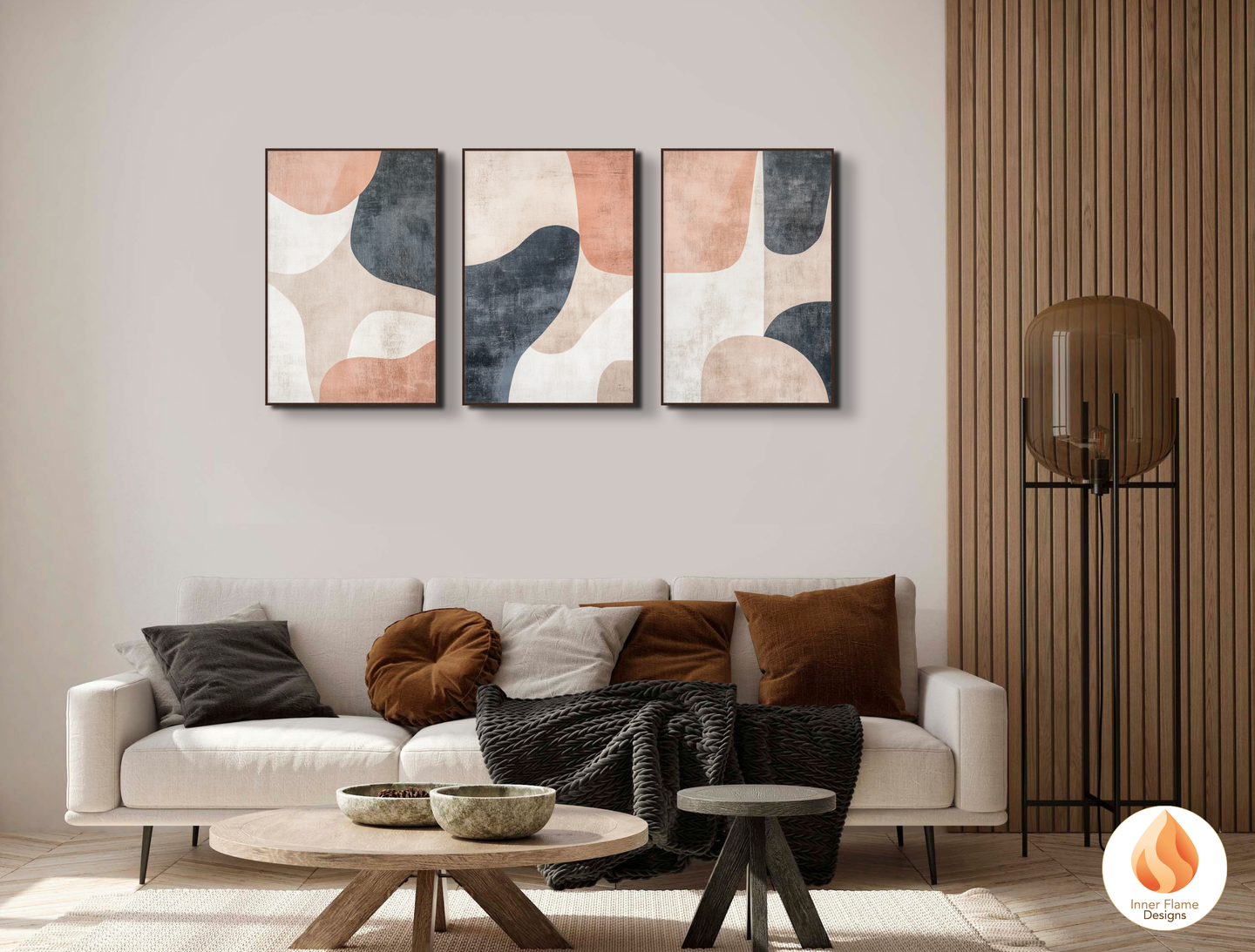 Organic Minimalist Art for Modern Home Design | Triptych Artwork