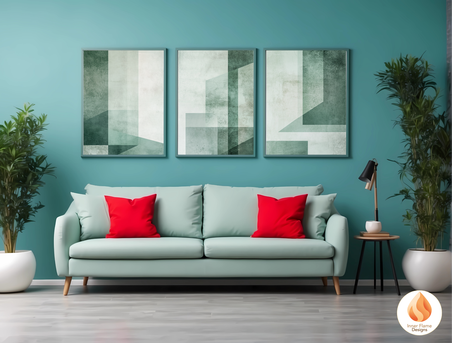 Simple Geometric Artwork for Modern Home Design | Triptych Artwork