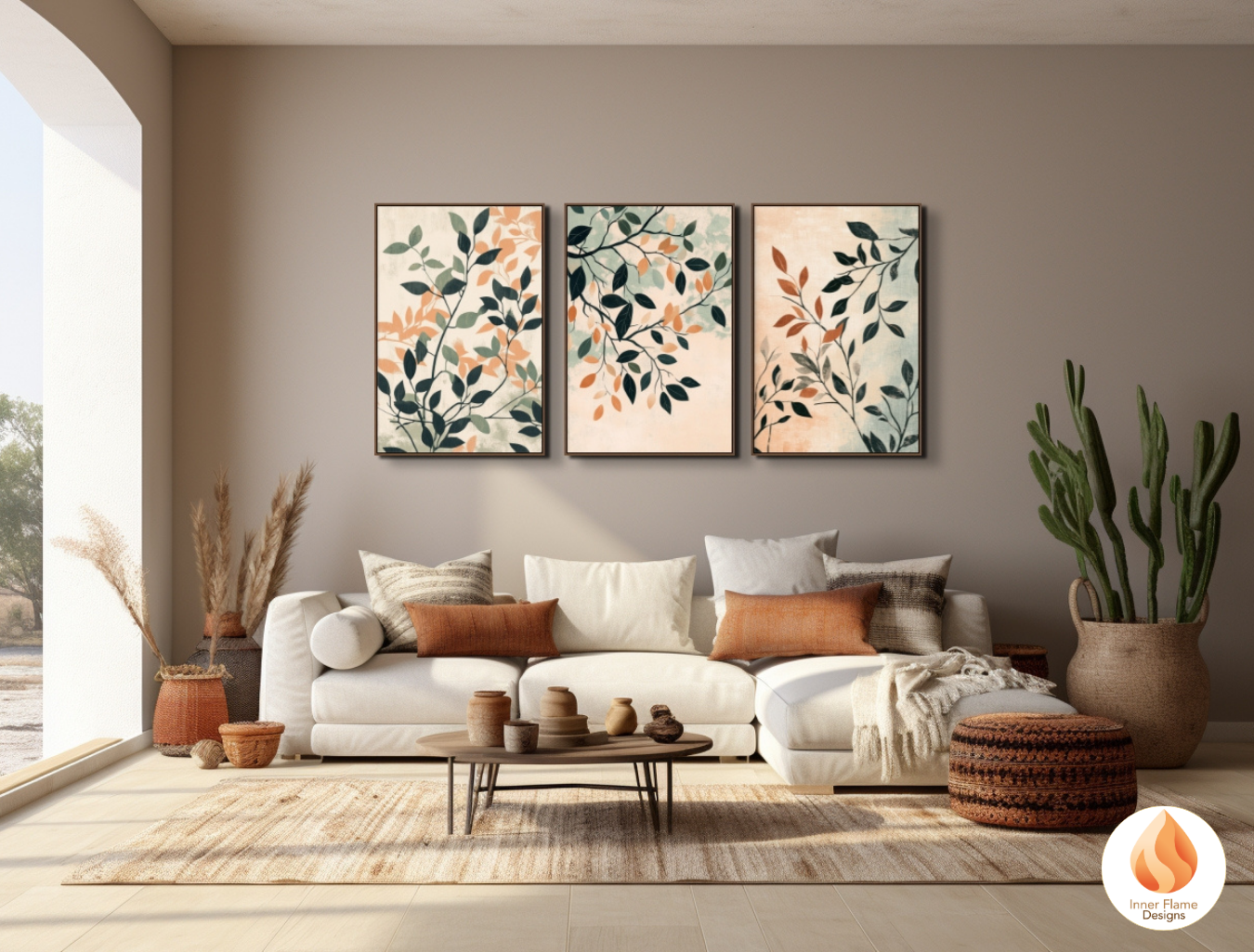 Elegant Botanical Art for Modern Home Design | Triptych Artwork